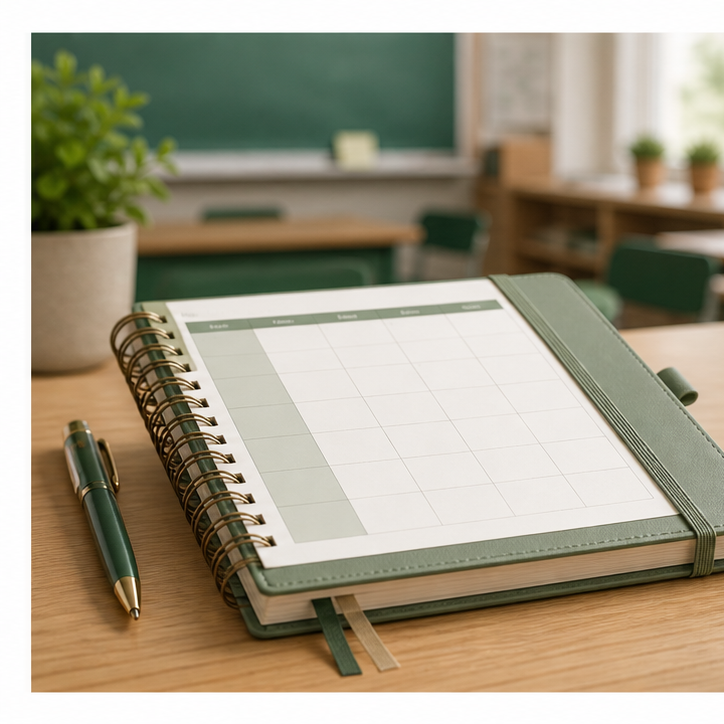 Lehrerkalender auf einem Schreibtisch